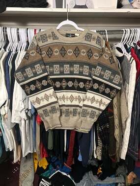 The Italian Sweater Co. Vintage Geometric Knit Crewneck Sweater Size M